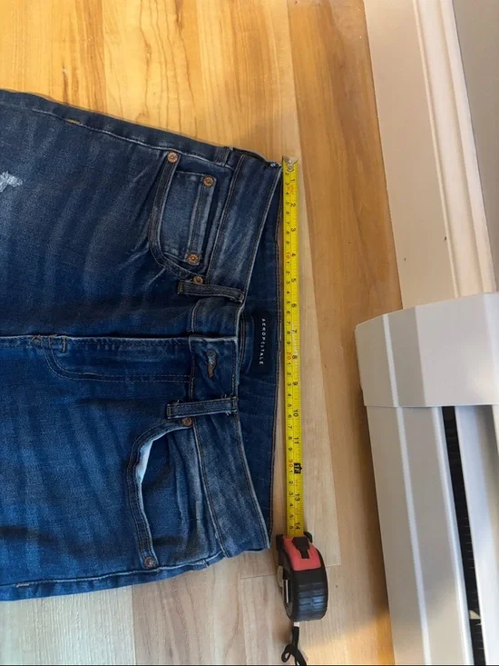 Dark Wash Skinny Jeans Pair - Distressed & Embroidered Side - Picture 5 of 6